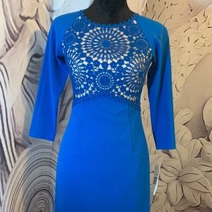 Antonio Melani tailored blue dress with crochet insert size 0